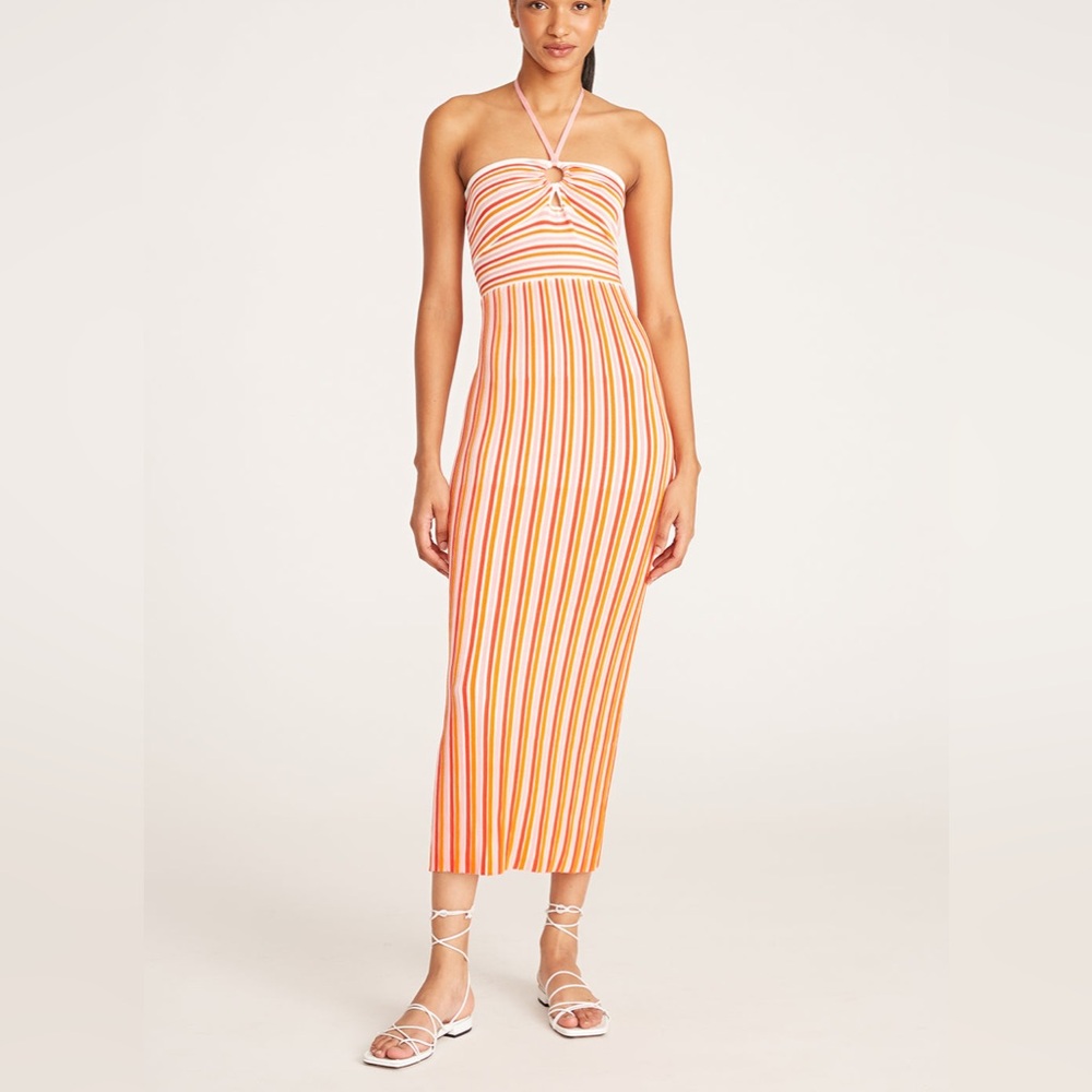 Amur stripe pink orange and red dress